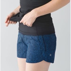 Lululemon blue and black polka dot shorts